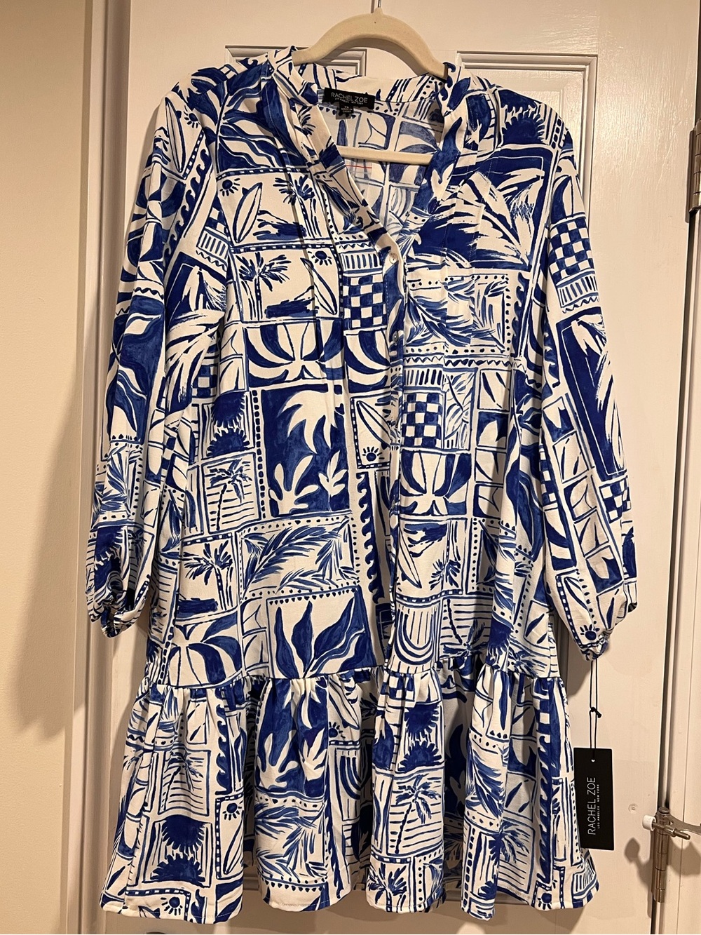 Rachel Zoe Blue & White Printed Women's Dress